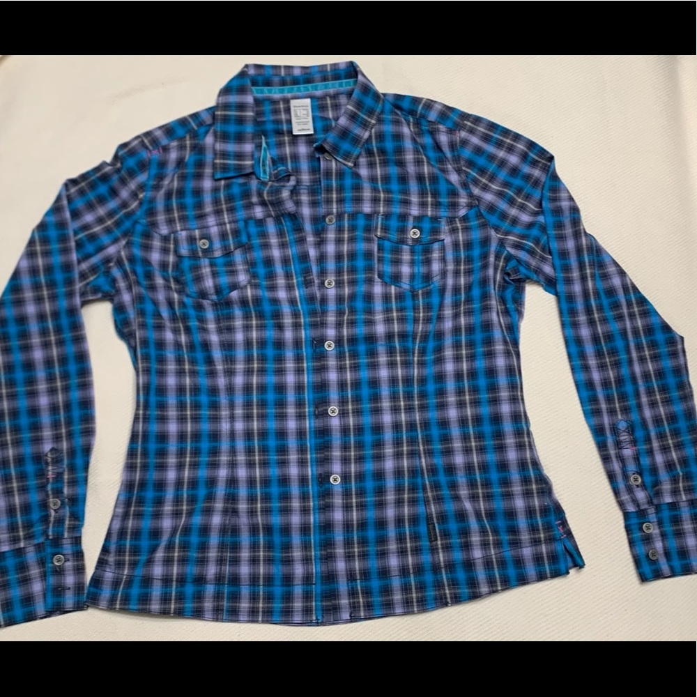 Quechua Plaid Long Sleeve Shirt, Sz M